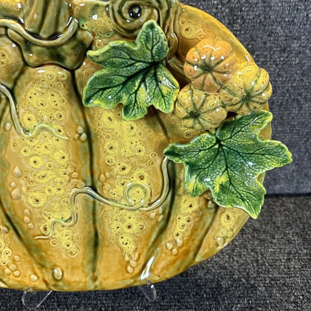 3D Pumpkin Serving Platter~Leaves/Vines/Small Gourds~12